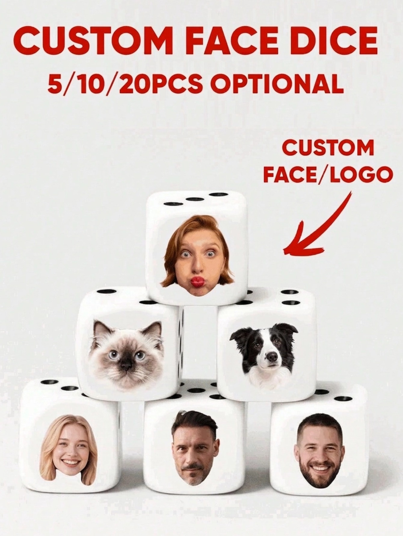 Party Games For Christmas - Aangepaste gezichtsdobbelstenen Gepersonaliseerde gezichtsdobbelstenen Grappige dobbelstenen